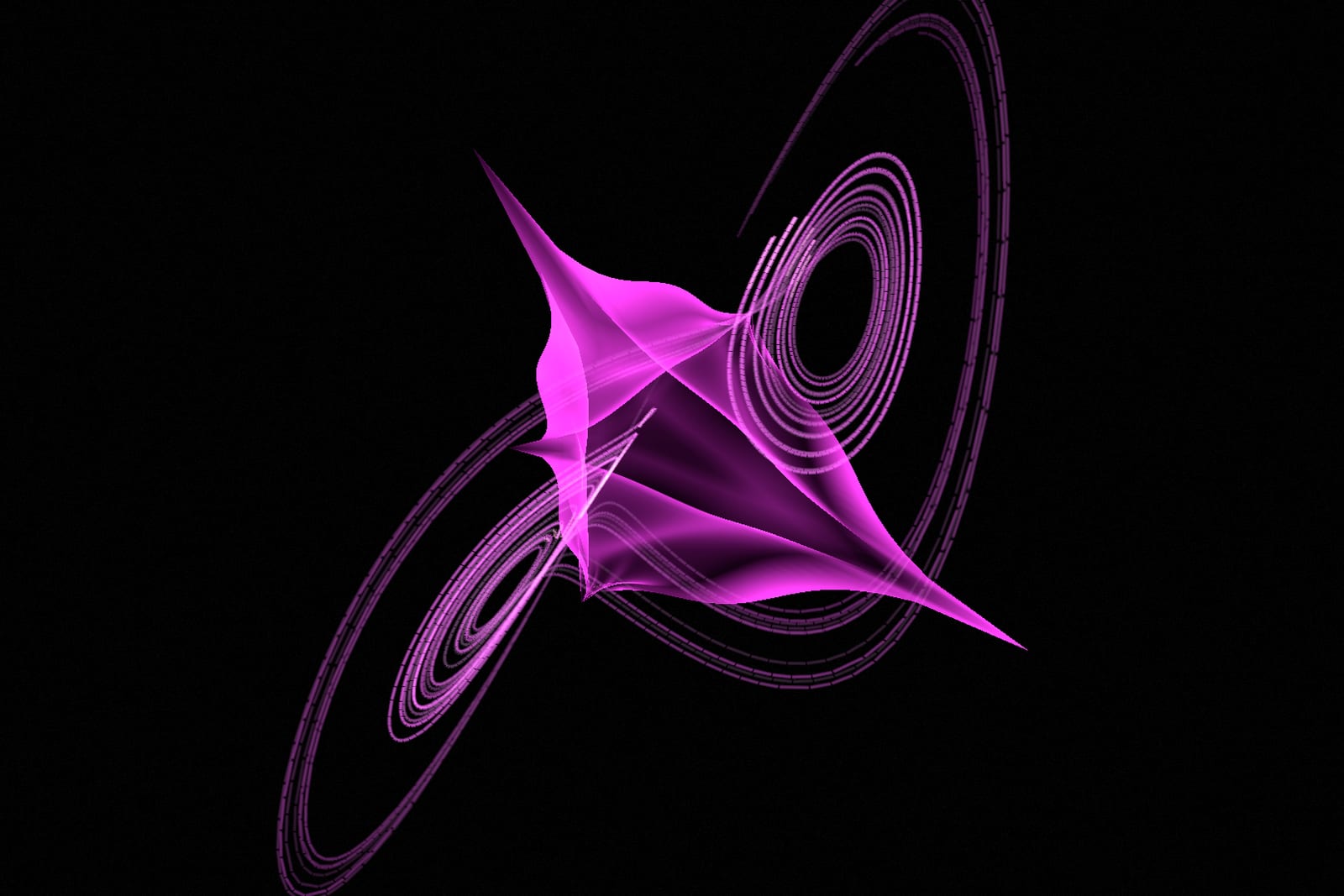 Butterfly Engine: a magenta ribbon folding through itself.
